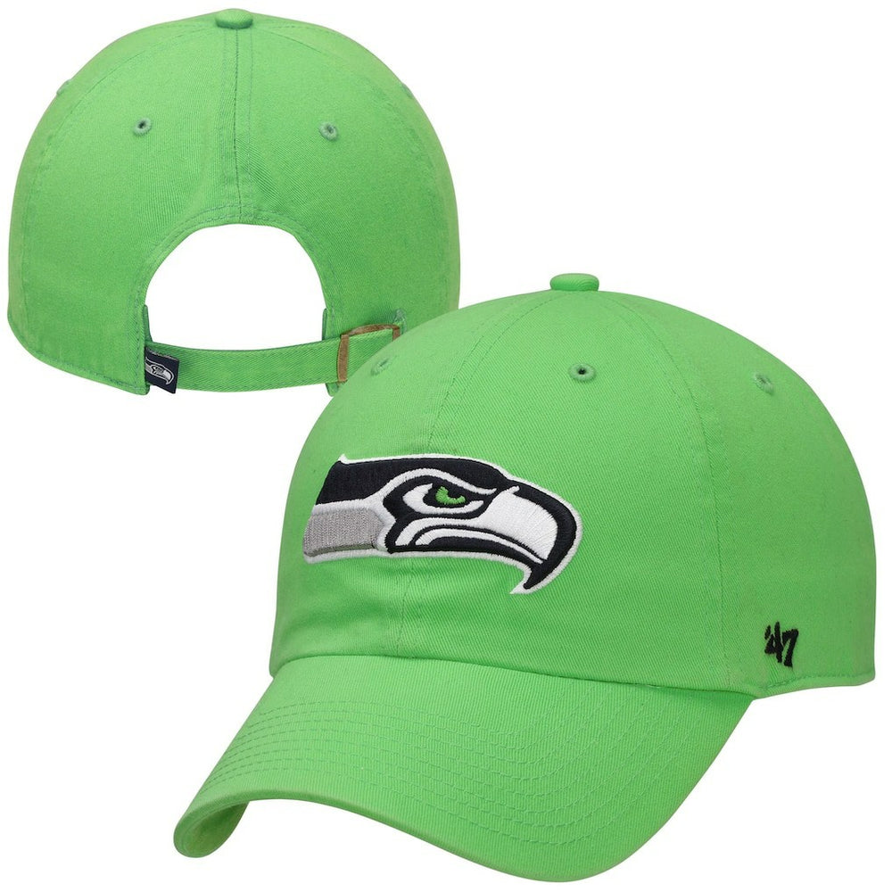 Seattle Seahawks '47 Brand Neon Green Clean Up Adjustable Hat - 47 brand