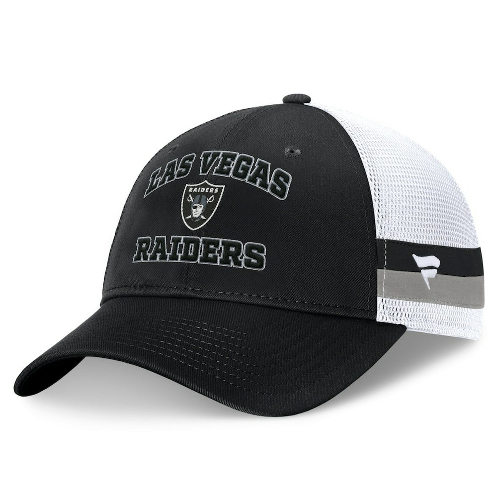 Las Vegas Raiders Fundamentals Side Stripe Trucker Adjustable Hat Black/White - Fanatics