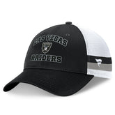 Las Vegas Raiders Fundamentals Side Stripe Trucker Adjustable Hat Black/White - Fanatics