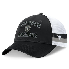 Las Vegas Raiders Fundamentals Side Stripe Trucker Adjustable Hat Black/White - Fanatics