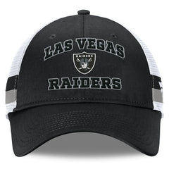 Las Vegas Raiders Fundamentals Side Stripe Trucker Adjustable Hat Black/White - Fanatics