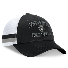 Las Vegas Raiders Fundamentals Side Stripe Trucker Adjustable Hat Black/White - Fanatics