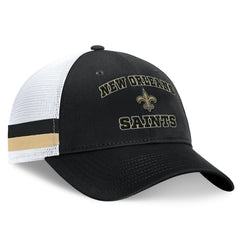 New Orleans Saints Fundamentals Side Stripe Trucker Adjustable Hat Black/White - Fanatics