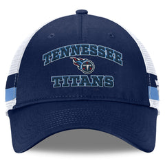 Tennessee Titans Fundamentals Side Stripe Trucker Adjustable Hat Navy/White - Fanatics