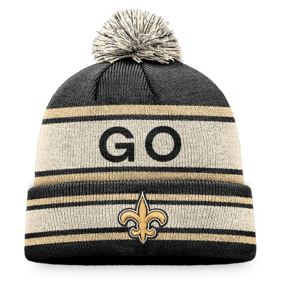 New Orleans Saints Heritage Cuffed Knit Hat with Pom Black - Fanatics