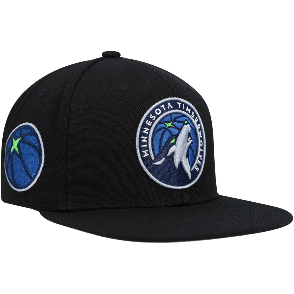 Mitchell & Ness - Minnesota Timberwolves Side Core 2.0 Snapback Hat - Black