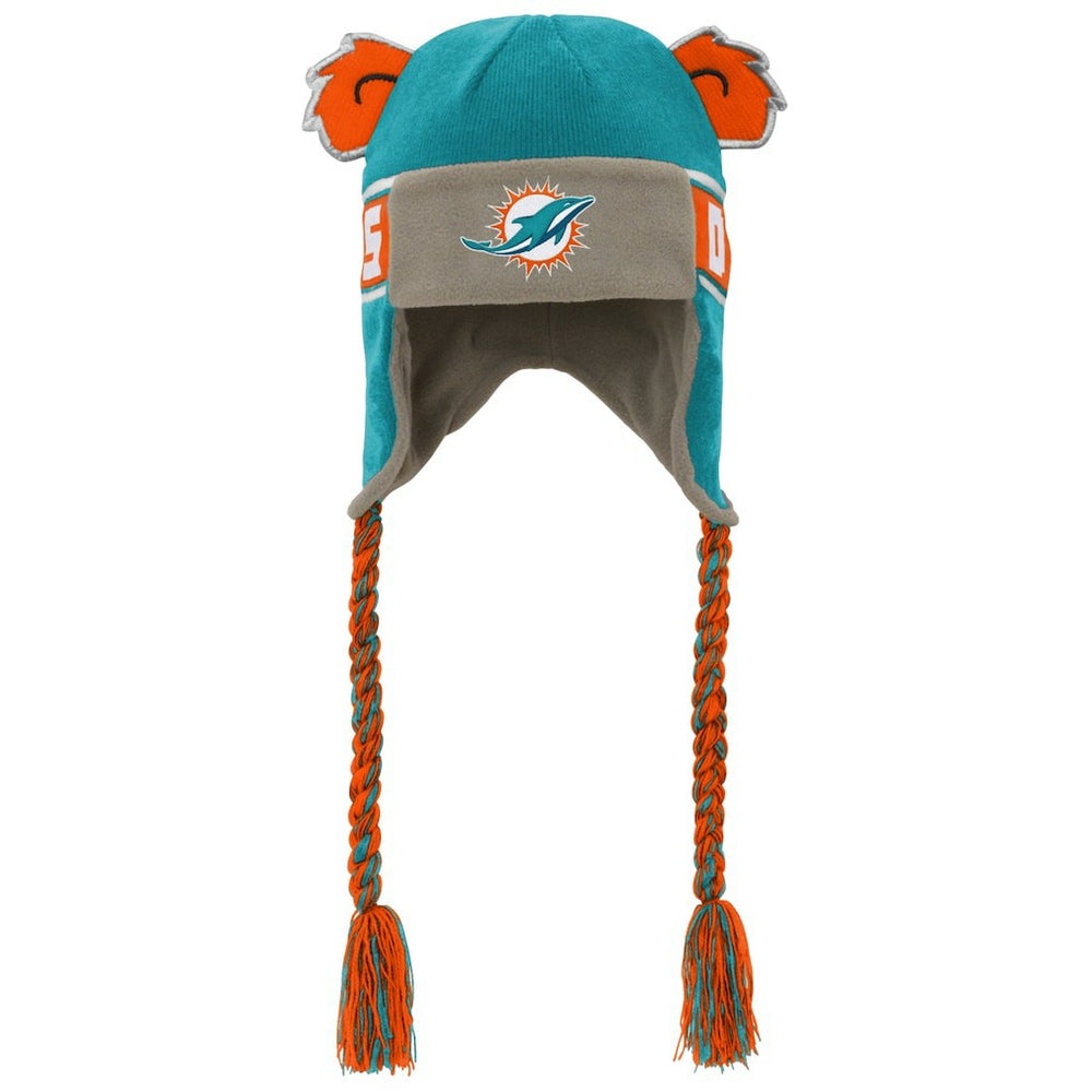 Miami Dolphins Youth Wordmark Ears Trooper Knit Hat Aqua - NFL