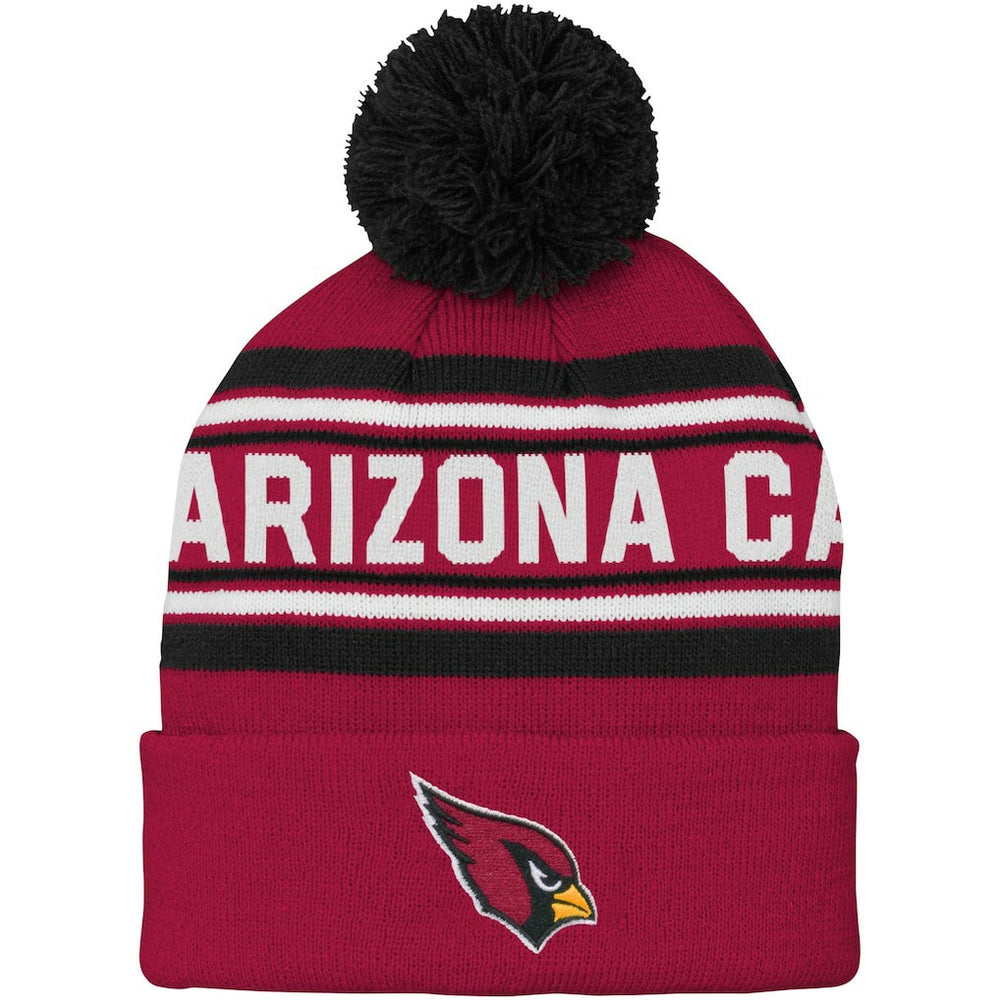 Arizona Cardinals Youth Jacquard Cuffed Knit Hat with Pom Cardinal - NFL