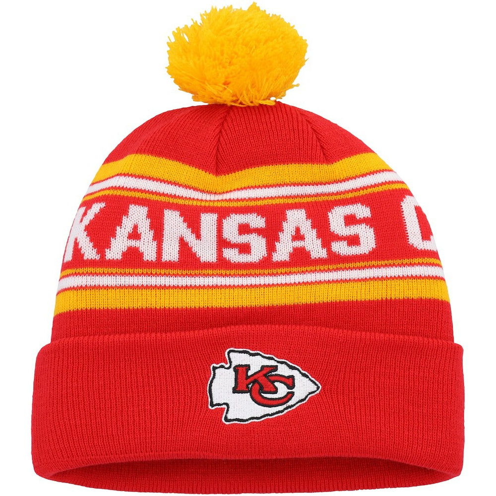 Kansas City Chiefs Youth Jacquard Cuffed Knit Hat with Pom Red - NFL