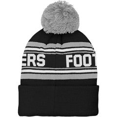 Las Vegas Raiders Youth Jacquard Cuffed Knit Hat with Pom Black - NFL