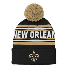New Orleans Saints Youth Jacquard Cuffed Knit Hat with Pom Black - NFL