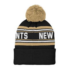 New Orleans Saints Youth Jacquard Cuffed Knit Hat with Pom Black - NFL
