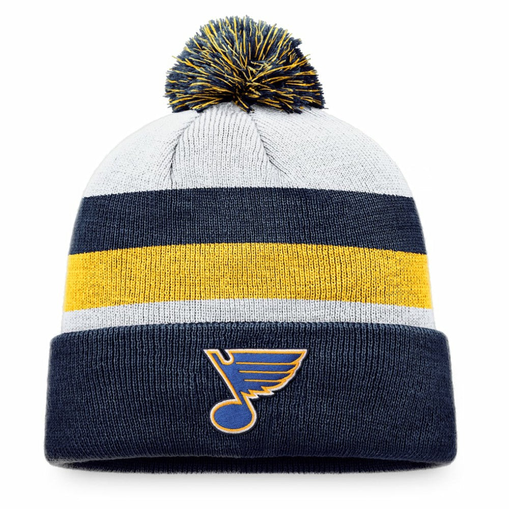St. Louis Blues - Fanatics Fundamental Cuffed Knit Hat with Pom Navy/Gold