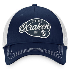 Seattle Kraken Fanatics Women's Fundamental Trucker Adjustable Hat Deep Sea Blue/White
