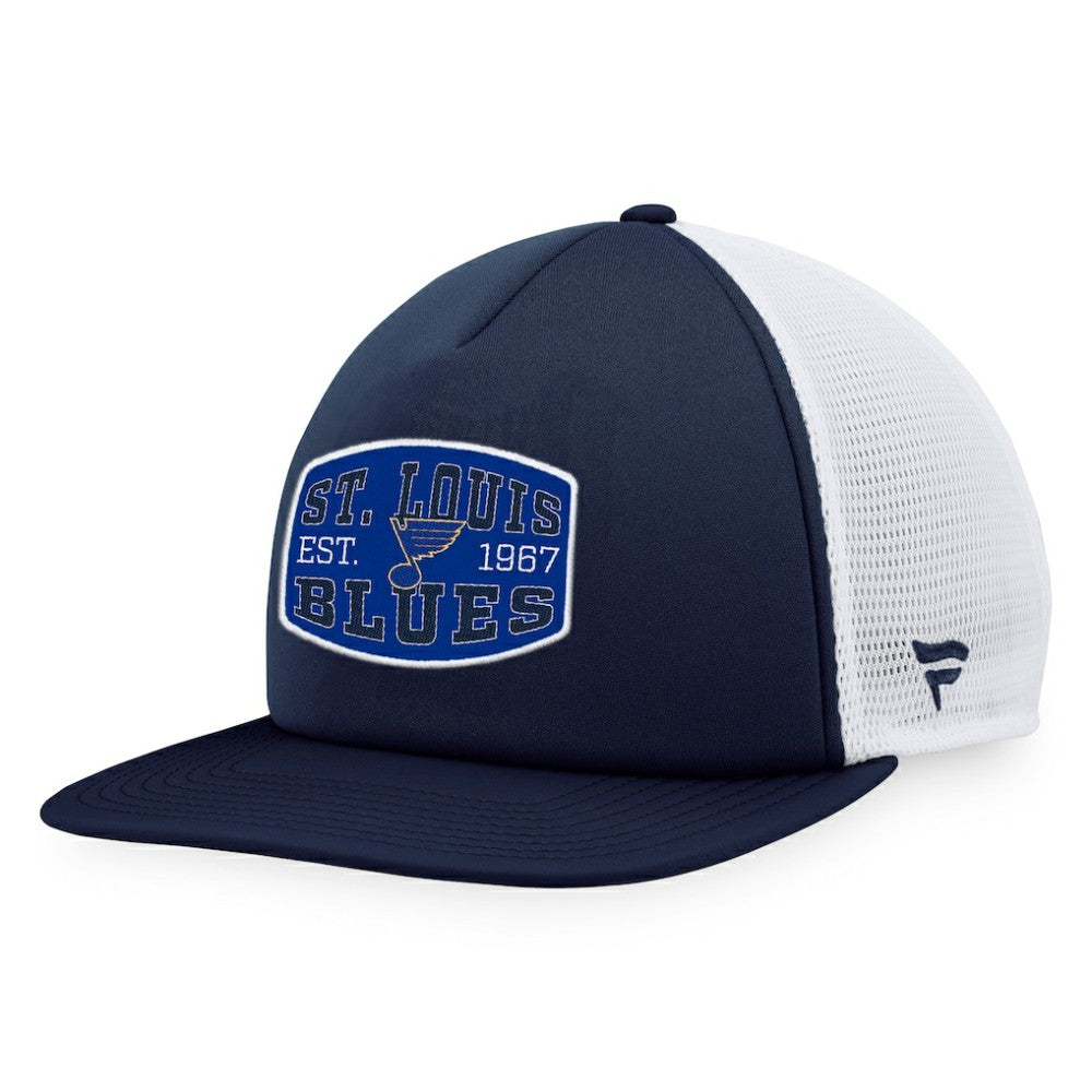 St. Louis Blues - Fanatics Foam Front Patch Trucker Snapback Hat Navy/White