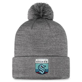 Seattle Kraken Fanatics Authentic Pro Home Ice Cuffed Knit Hat with Pom Gray