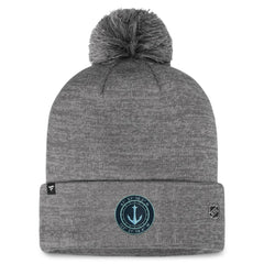 Seattle Kraken Fanatics Authentic Pro Home Ice Cuffed Knit Hat with Pom Gray