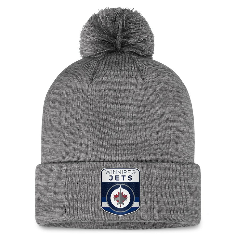 Winnipeg Jets - Fanatics Authentic Pro Home Ice Cuffed Knit Hat with Pom Gray