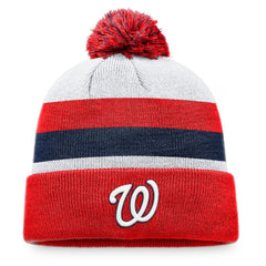 Washington Nationals Fanatics Stripe Cuffed Knit Hat with Pom Online