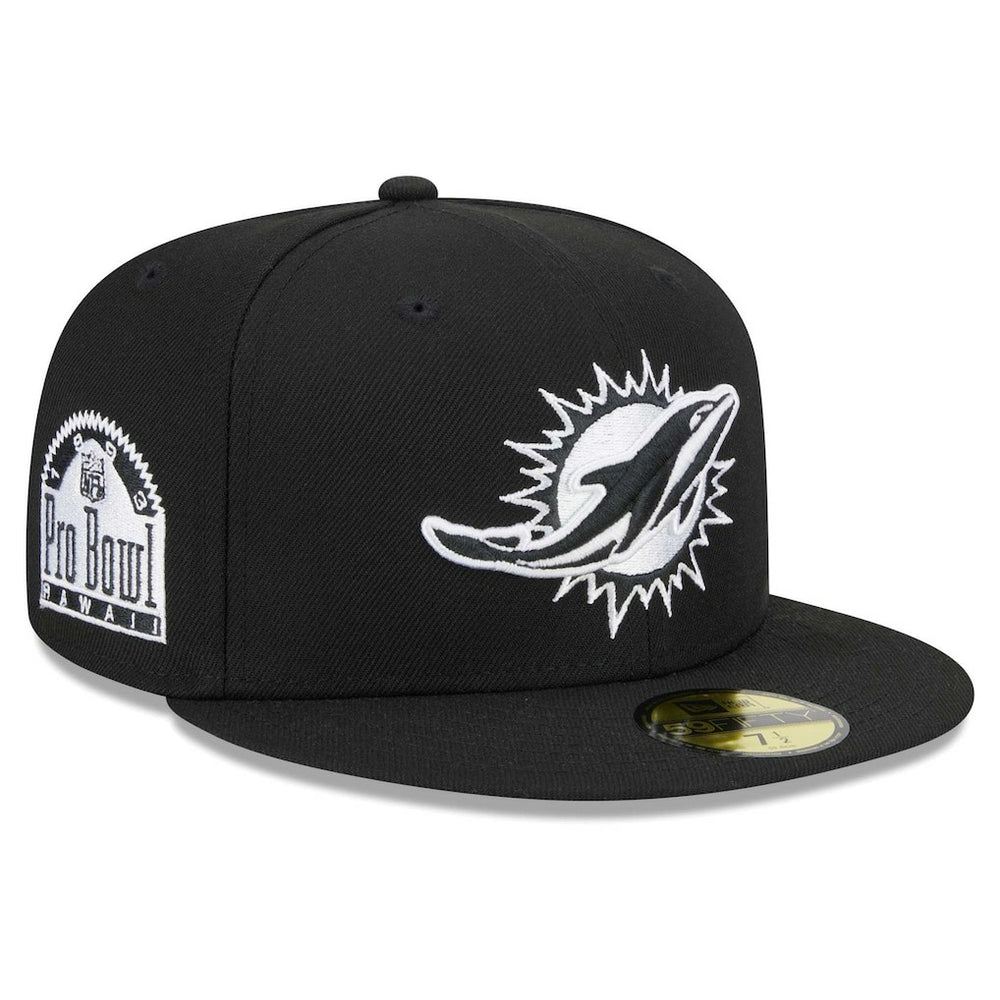 Miami Dolphins New Era Main Patch 59FIFTY Fitted Hat Black - NFL