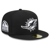 Miami Dolphins New Era Main Patch 59FIFTY Fitted Hat Black - NFL