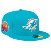 Miami Dolphins New Era Main Patch 59FIFTY Fitted Hat Aqua - NFL