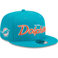 Miami Dolphins New Era Main Script 9FIFTY Snapback Hat Aqua - NFL