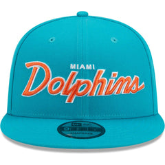 Miami Dolphins New Era Main Script 9FIFTY Snapback Hat Aqua - NFL