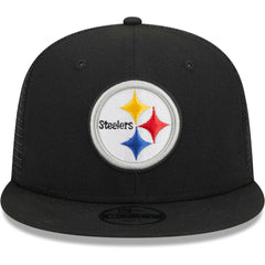 Pittsburgh Steelers New Era Youth Main Trucker 9FIFTY Snapback Hat Black - NFL