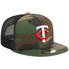 Minnesota Twins New Era Woodland Camo Trucker 9FIFTY Snapback Hat Lifestyle