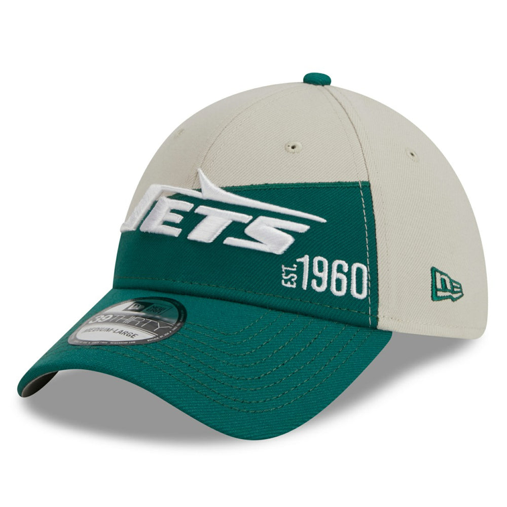 New York Jets New Era 2023 Sideline Historic 39THIRTY Flex Hat Cream/Kelly Green - NFL