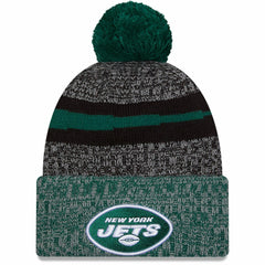 New York Jets New Era 2023 Sideline Sport Cuffed Pom Knit Hat Black/Green - NFL