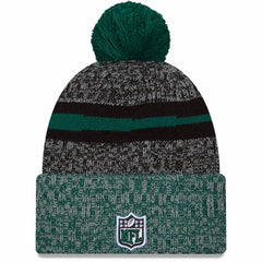 New York Jets New Era 2023 Sideline Sport Cuffed Pom Knit Hat Black/Green - NFL