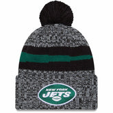 New York Jets New Era 2023 Sideline Cuffed Knit Hat With Pom Black - NFL