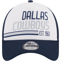 Dallas Cowboys New Era Stacked A-Frame Trucker 9FORTY Adjustable Hat White/Navy - NFL