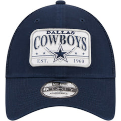 Dallas Cowboys New Era Plate 9FORTY Trucker Adjustable Hat Navy - NFL
