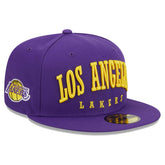 New Era - Los Angeles Lakers Big Arch Text 59FIFTY Fitted Hat - Purple
