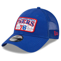 New Era - Philadelphia 76ers Plate Oversized Patch Trucker 9FORTY Adjustable Hat - Royal