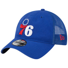 New Era - Philadelphia 76ers Distinct Side Patch Trucker 9TWENTY Adjustable Hat - Royal