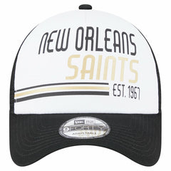 New Orleans Saints New Era Stacked A-Frame Trucker 9FORTY Adjustable Hat White/Black - NFL