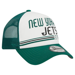 New York Jets New Era Stacked A-Frame Trucker 9FORTY Adjustable Hat White/Green - NFL