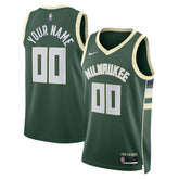 Nike - Milwaukee Bucks Unisex Swingman Custom Jersey Hunter Green - Icon Edition