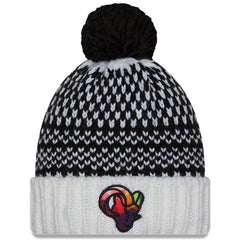 Los Angeles Rams New Era Women's 2023 NFL Crucial Catch Cuffed Pom Knit Hat Black/White - NFL
