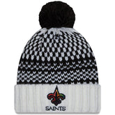 New Orleans Saints New Era Women's 2023 NFL Crucial Catch Cuffed Pom Knit Hat Black/White - NFL