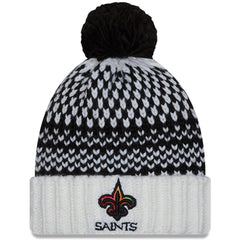 New Orleans Saints New Era Women's 2023 NFL Crucial Catch Cuffed Pom Knit Hat Black/White - NFL