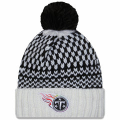 Tennessee Titans New Era Women's 2023 NFL Crucial Catch Cuffed Pom Knit Hat Black/White - NFL