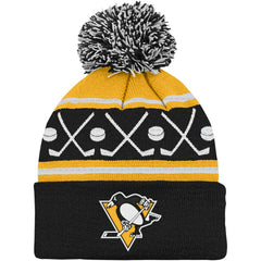 Pittsburgh Penguins Preschool Faceoff Cuffed Knit Hat with Pom Black