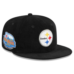 Pittsburgh Steelers New Era Throwback Cord 59FIFTY Fitted Hat Black - NFL