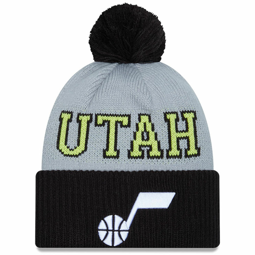 New Era - Utah Jazz Tip-Off Two-Tone Cuffed Knit Hat with Pom - Black/Gray