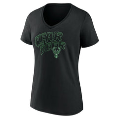 NBA - Milwaukee Bucks Women's Team Pride V-Neck T-Shirt - Black